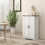 Armário Despensa de Cozinha com 2 Portas, 16 Prateleiras e Prateleira Ajustável para Sala de Jantar ou Sala de Estar 60x40x104 cm Creme