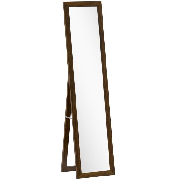 Espelho de Pé 37x155 cm Espelho de Corpo Inteiro Espelho de Parede Retangular com Estrutura de Madeira Cor Nogueira