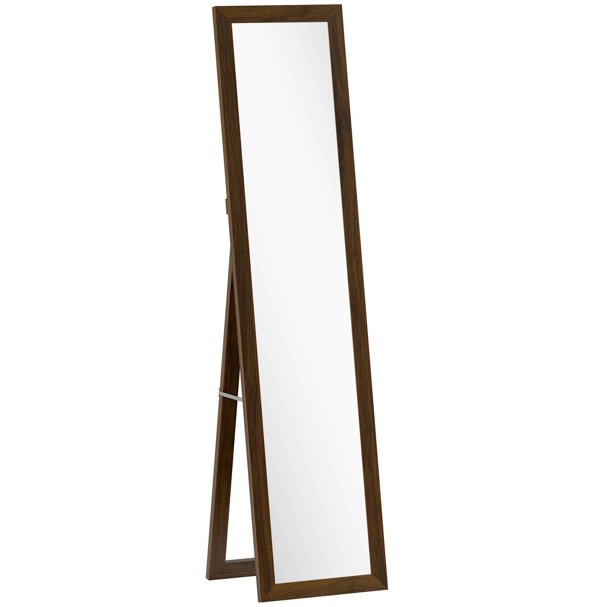 Espelho de Pé 37x155 cm Espelho de Corpo Inteiro Espelho de Parede Retangular com Estrutura de Madeira Cor Nogueira