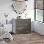 Cómoda com 4 Gavetas Moderna para Dormitório Corredor Sala de Estar 76x35x72 cm Cinzento e Branco