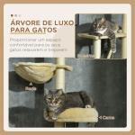 Arranhador para Gatos do Solo ao Teto de 230 - 250 cm com Altura Ajustável Múltiplas Plataformas Rede Bolas Suspensas Bege