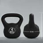 Peso Russo de 4 kg Kettlebell Fitness Preenchido de Areia com Punho Largo Antiderrapante 18x12x20 cm Preto