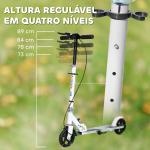 Trotinete Dobrável para Crianças de 3 - 8 Anos com Luzes LED Guiador com 4 Alturas Ajustáveis Travão Traseiro e de Mão 73x36x73 - 89 cm Branco