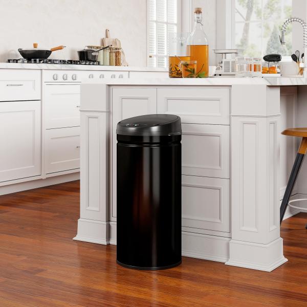 Caixote do Lixo Automático para Cozinha 42 L com Sensor Infravermelho, Fecho Automático e Aço Inoxidável Preto