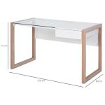 Mesa de computador Com tampo de vidro temperado e gaveta 120x60x75 cm Branco