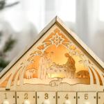 Calendário de Advento de Madeira com Luzes Calendário de Advento com 24 Caixas de Contagem Regressiva 26,6x6x30 cm Madeira