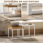 Mesas Auxiliares para Sala de Estar Conjunto de 2 Mesas Mesas de Centro Pequenas Branco e Carvalho
