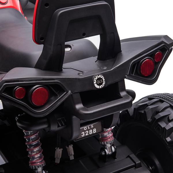 Quadriciclo Elétrico 12V para Crianças de 3 - 5 Anos com Farol Música Pneus de Suspensão Botões Avance e Retrocesso Veículo Elétrico a Bateria 100x65x73cm Vermelho