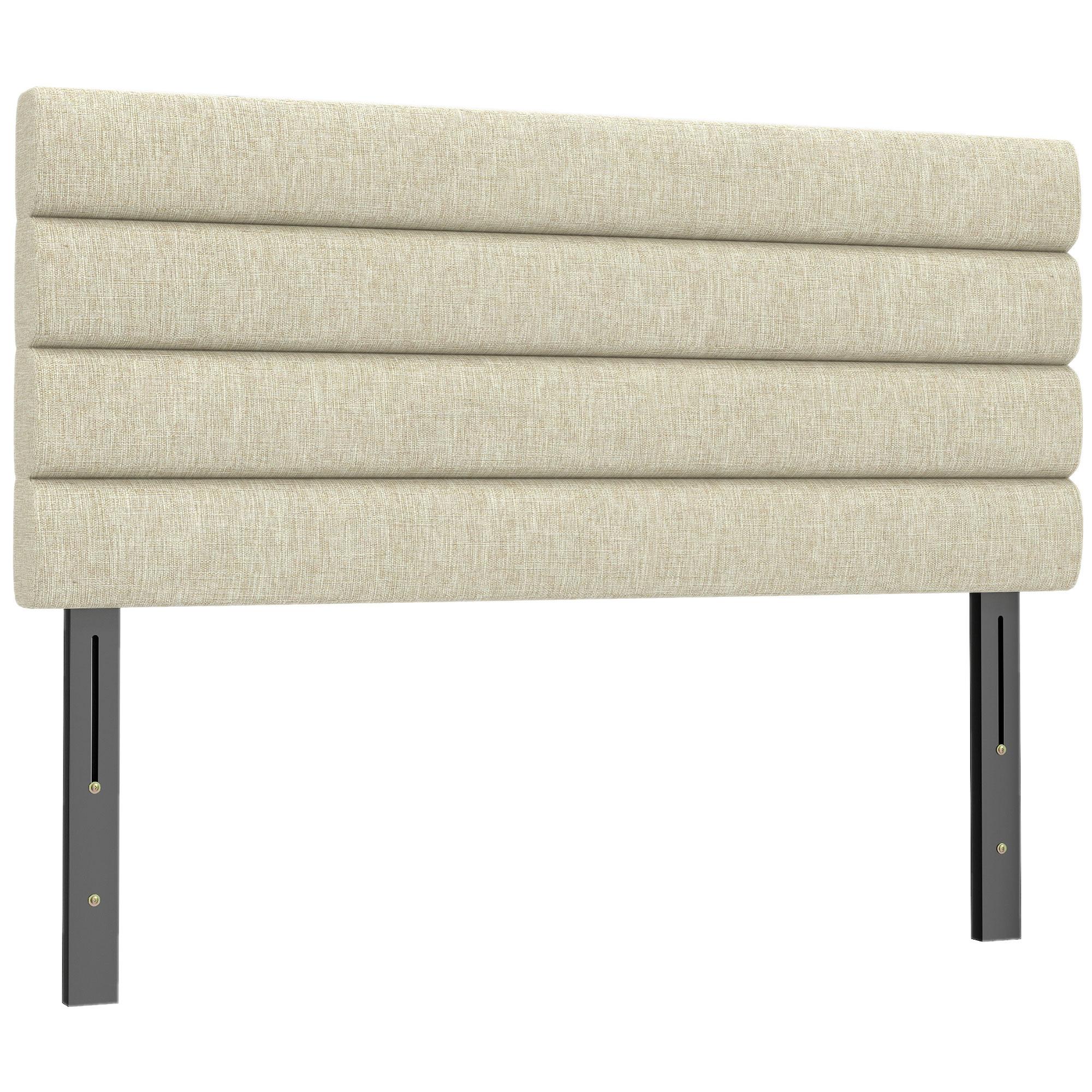 Cabeceira de Cama 140 cm Altura Ajustável em 3 Níveis 106/116/126 cm Estofada em Linho Bege