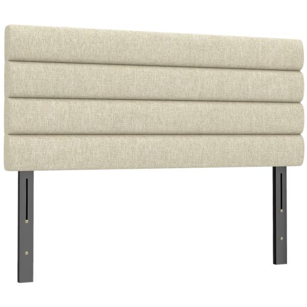 Cabeceira de Cama 140 cm Altura Ajustável em 3 Níveis 106/116/126 cm Estofada em Linho Bege