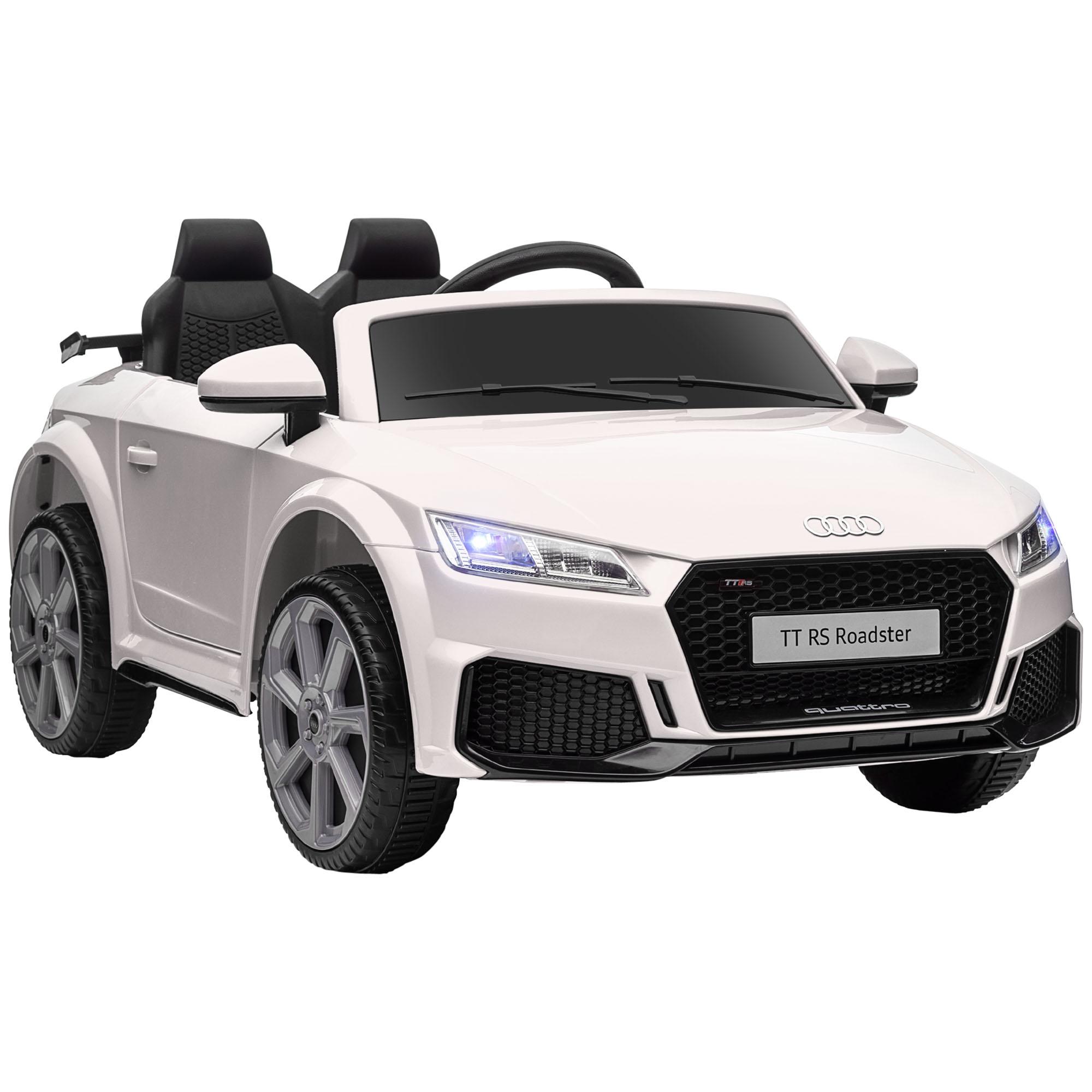 Carro Elétrico Audi TT para Crianças acima de 3 Anos com Controlo Remoto Música e Luzes Bateria 12V 102x60x44 cm Branco