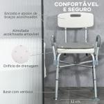 Cadeira de Duche para Idosos com Encosto Apoios de Braço Altura Ajustável Almofada Acolchoada Removível 53,5x52x80 - 90 cm Branco