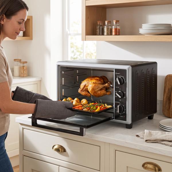 Mini Forno Elétrico de Bancada 46 L com Convecção Espeto Giratório e Temporizador 1800 W