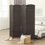 Biombo de 4 Painéis Separador de Ambientes Dobrável 160x170 cm para Sala de Estar Dormitório Escritório Marrom