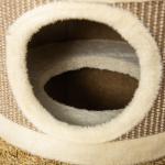 Arranhador em Forma de Cilindro para Gatos com 3 Níveis Plataforma e Caverna Confortável 37,5x37,5x70 cm Marrom Claro e Bege
