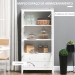 Vitrine de Sala de Estar Estante para Escritório com 2 Portas de Vidro Temperado 3 Prateleiras e 2 Gavetas 80x40x160 cm Branco