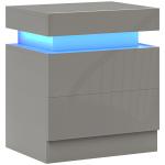 Mesa de Cabeceira com Luz LED Painel de Alto Brilho 2 Gavetas e Controlo Remoto para Dormitório 45x35x52 cm Cinzento