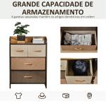 Cómoda de Tecido com 4 Cestos Removíveis e Dobráveis Base Elevada Móvel de Armazenamento 58x29x78,5 cm Multicor