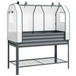 Mesa de Cultivo com Cobertura de Estufa e Prateleira Inferior 120x55x140 cm Cinzento Escuro