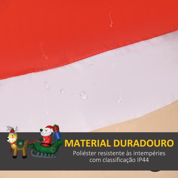 Decoração Insuflável de Natal Pai Natal com Trenó 2 Renas e Luzes LED 210x70x125 cm Multicor