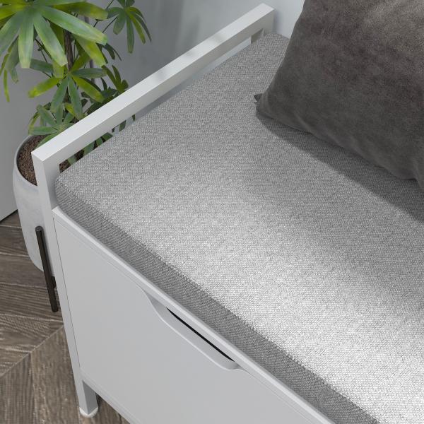 Banco Sapateira para Entrada com Assento Almofadado Amovível para 4 Pares de Sapatos 84x35x50 cm Branco