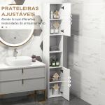 Armário Alto e Estreito para Casa de Banho com Portas e Prateleiras Ajustáveis 30x30x181,5 cm Branco Brilhante