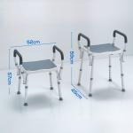 Banco de Duche com Altura Ajustável Banco de Duche de Alumínio Antiderrapante para Idosos e Descapacitados 52x45x57 - 69 cm Azul