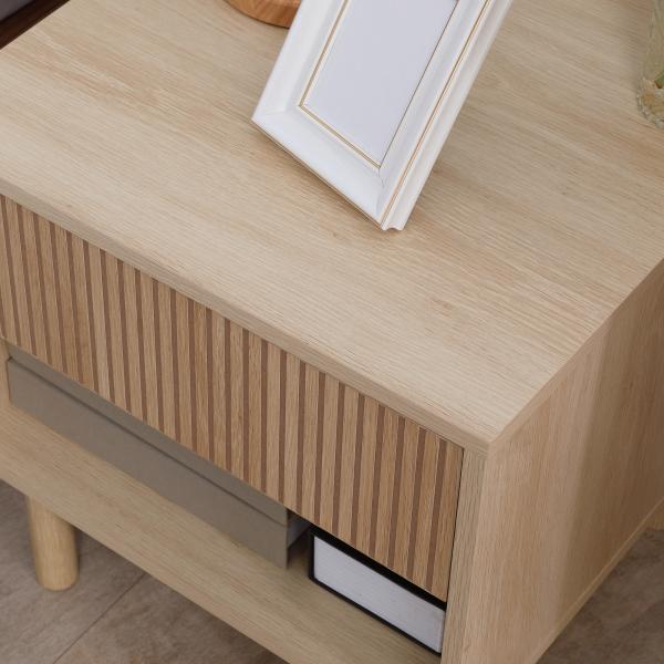 Mesa de Cabeceira com Gaveta e Prateleira Aberta Estilo Moderno para Quarto 47x47x50 cm Madeira