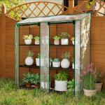 Estufa de Jardim de 3 Níveis Estufa de Terraço para Cultivo de Plantas em Pátio 143x46x141/151 cm Transparente