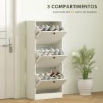 Sapateira Estreita com 3 Portas Sapateira para Entrada com Prateleiras Ajustáveis para 12 Pares de Sapatos 47x28x115 cm Branco