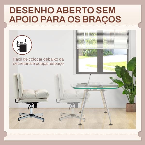 Cadeira de Escritório com Altura Ajustável Função Basculante Base Cruzada e Assento Amplo Cadeira para Estúdio 65x65x84 - 94 cm Cinza Claro