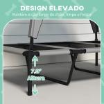 Cama Elevada para Cães com Toldo Estrutura de Aço e Bolsa de Transporte para Interior e Exterior 106x76x94 cm Cinzento Claro