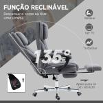 Cadeira de Escritório com 6 Pontos de Massagem com Vibração Reclinável com Altura Ajustável 65x61x101 - 113 cm Cinza