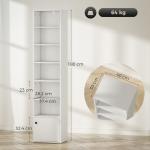 Estante de 7 Níveis Estante para Livros com Prateleiras Ajustáveis e Armário Estante Moderna 40x30x180 cm Branco