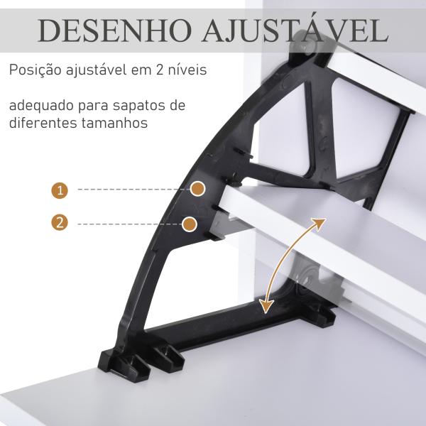 Armário de Sapatos Moderno Sapateira para Corredor Entrada com 6 Prateleiras de Armazenamento Espaço de Exibição 60x26x124cm Branco