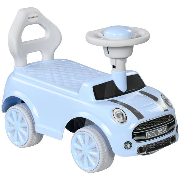 Carro Andador para Bebés de 18 - 36 Meses Carro Andador com Volante Buzina e Sistema Anti - Tombo 53x25x35 cm Azul Claro