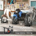 Cavalete de Moto Carga 816,5 kg Suporte para Roda Dianteira de Motocicleta com Altura Ajustável em 3 Níveis para Rodas Ø38,1 - 53,34 cm Preto