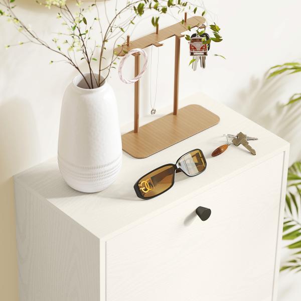 Sapateira Estreita com 3 Portas Sapateira para Entrada com Prateleiras Ajustáveis para 12 Pares de Sapatos 47x28x115 cm Branco