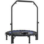 Trampolim de Fitness Ø102 cm Dobrável com Guiador Ajustável de 4 Níveis e Bandas para Treino de Pernas e Corpo Azul