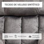 Poltrona Levanta Pessoas Estofada em Veludo com Reclinação Elétrica 135° e Apoio para os Pés 83x91x100 cm Cinza