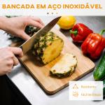 Ilha de Cozinha com Rodas Bancada de Aço Inoxidável 2 Gavetas 4 Portas e 2 Prateleiras Ajustáveis 145x45x93 cm Preto