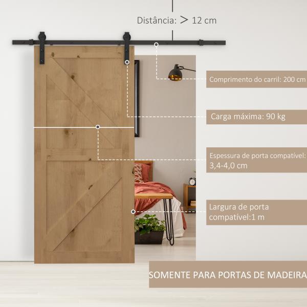 Kit de acessórios para porta de correr deslizante Conjunto de peças de metal Trilhos de rolo de aço carbono