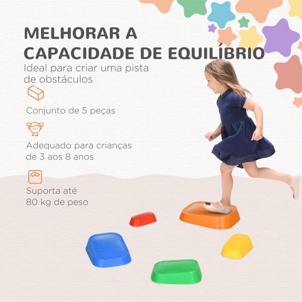Jogo de Equilíbrio para Crianças de 3 - 8 Anos Conjunto de 5 Degraus para Treino de Equilíbrio 36x27,5x31 cm Multicor