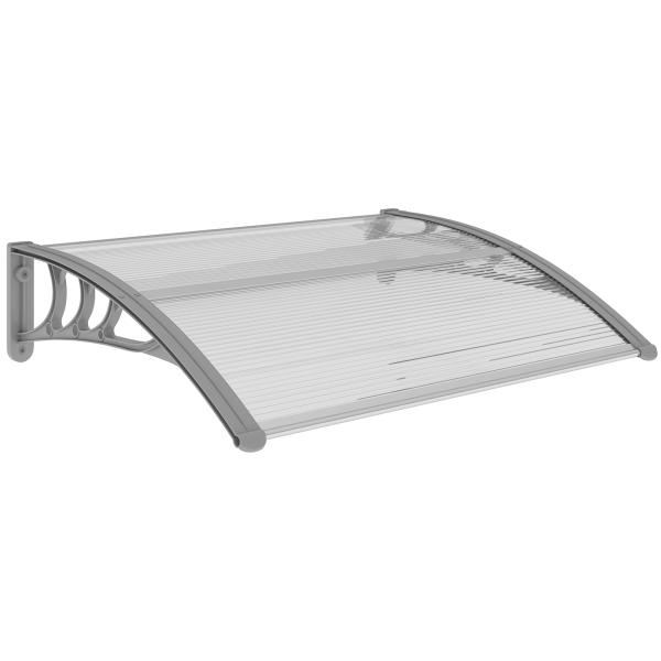 Marquise para Portas e Janelas 100x75 cm Toldo de Proteção contra Sol e Chuva com Cobertura de Policarbonato e Barra de Alumínio Transparente