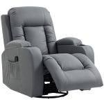 Poltrona de Massagem Giratória Poltrona Relax Reclinável com 8 Pontos de Massagem Função de Aquecimento 82x99x103 cm Cinzento