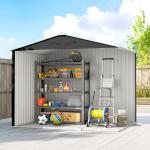 Abrigo de Jardim Exterior 3,6 m² 236x171x191 cm com Portas Deslizantes e Aberturas de Ventilação Cinzento Escuro