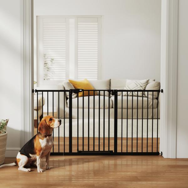 Barreira de Segurança Extensível para Portas e Escadas com Fechamento Automático e Sistema de Duplo Bloqueio 74 - 147,5x76,2 cm Preto
