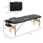 Marquesa de Massagem Dobrável Marquesa com Altura Ajustável 67 - 92cm Desenho Ergonómico Fácil de Transportar 210x81x67 - 92 cm Preto