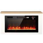 Lareira Elétrica de Pé 900/1800 W com Móvel para TV até 55", 12 Cores de Chama 3D, 5 Níveis de Brilho, Comando à Distância, para 35 m², Branco