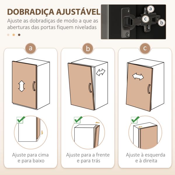 Armário de Cozinha com 3 Portas de Vidro Compartimento Aberto 2 Gavetas e Prateleiras Ajustáveis 100x40x180 cm Preto